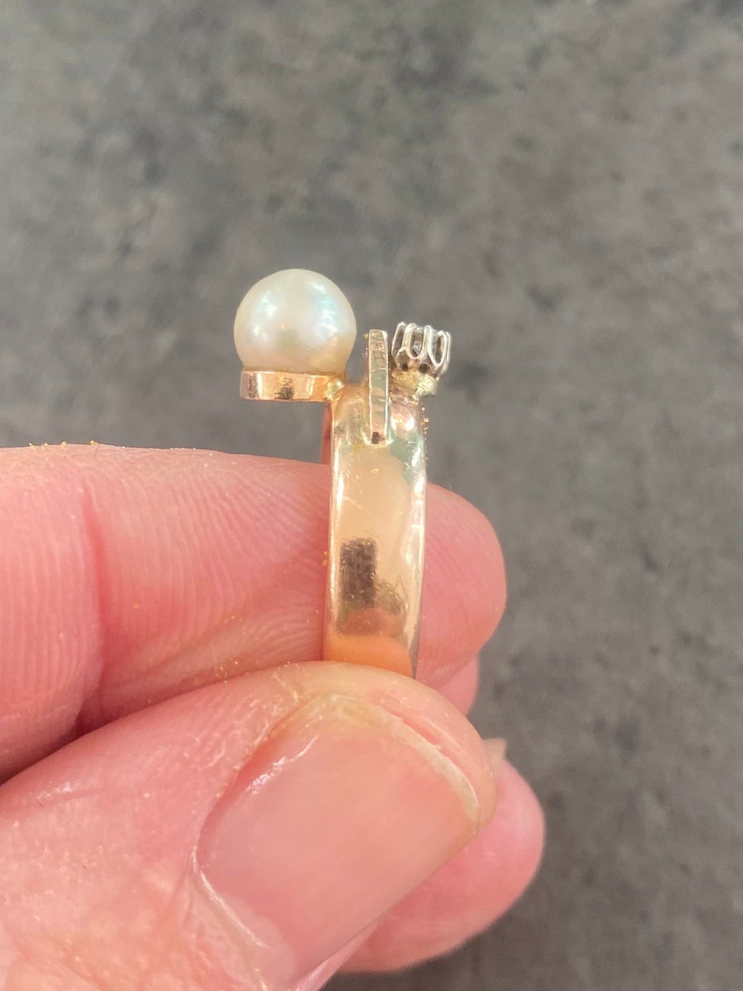 Vintage Pearl and diamond ring