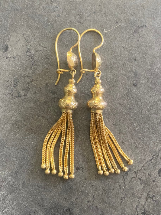 Antique gold tassel earrings
