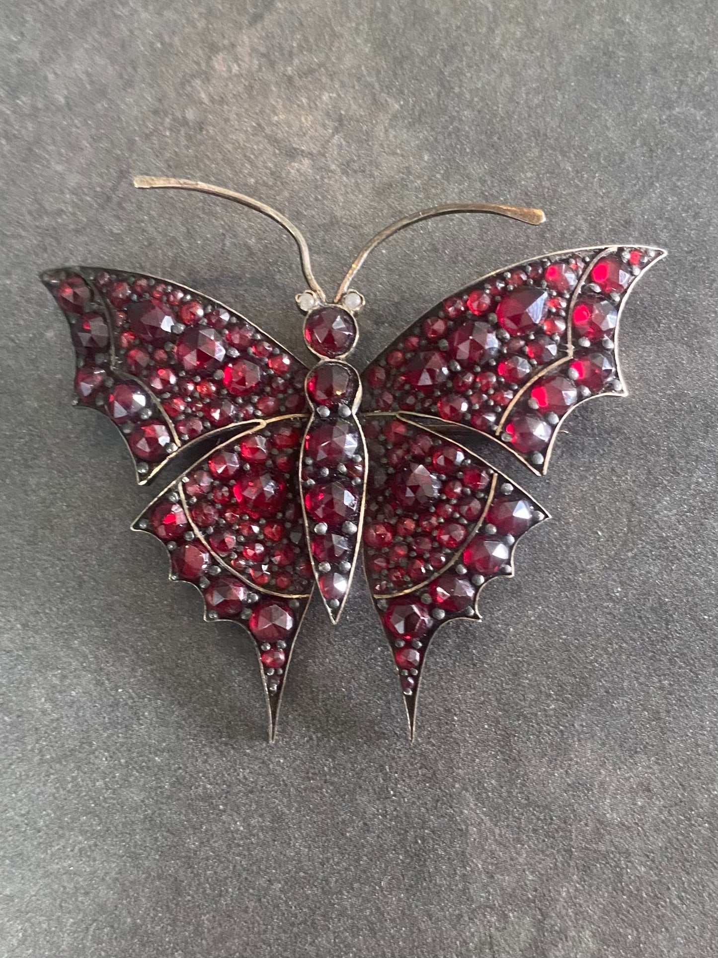 Victorian garnet butterfly brooch