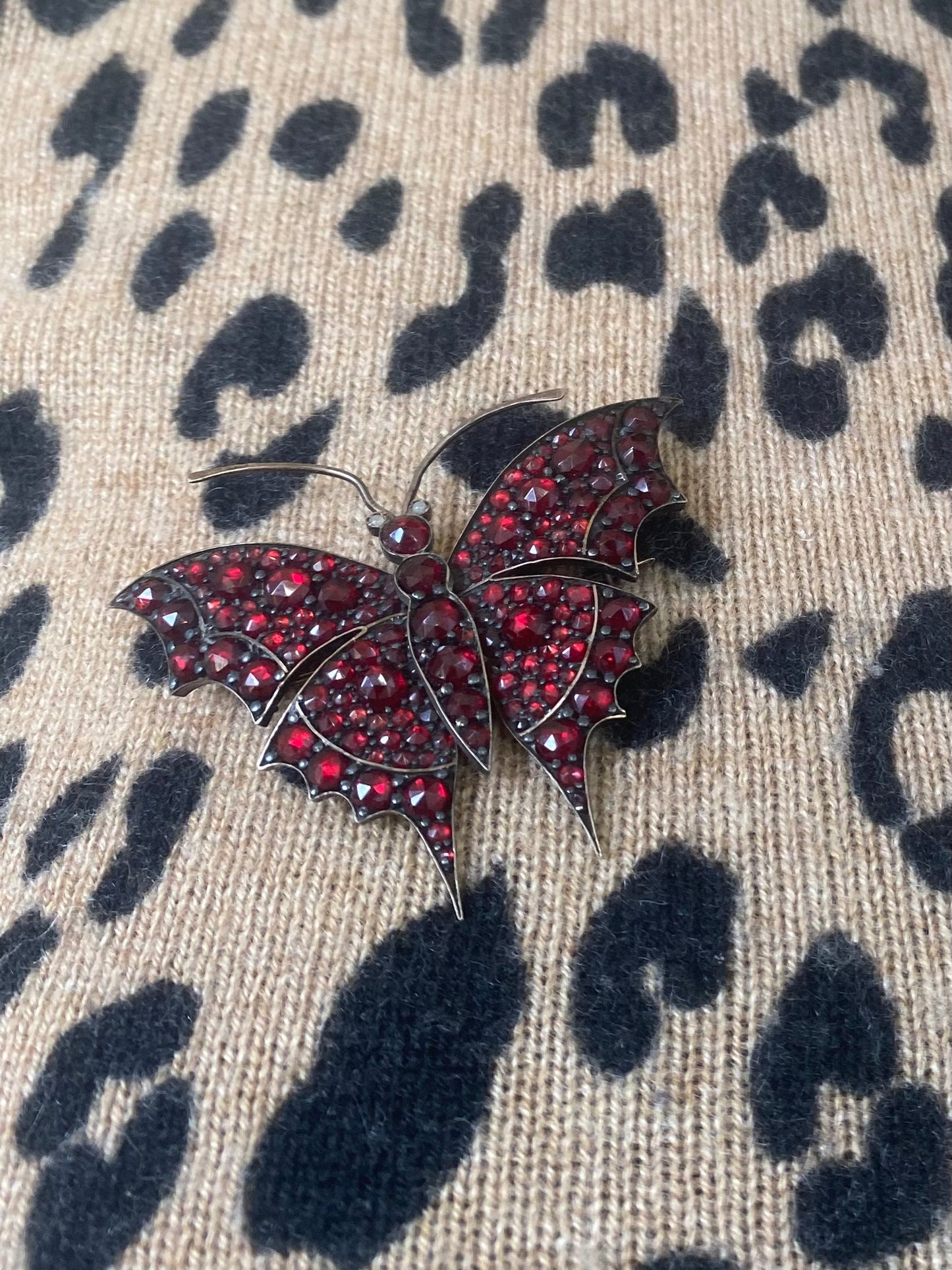 Victorian garnet butterfly brooch