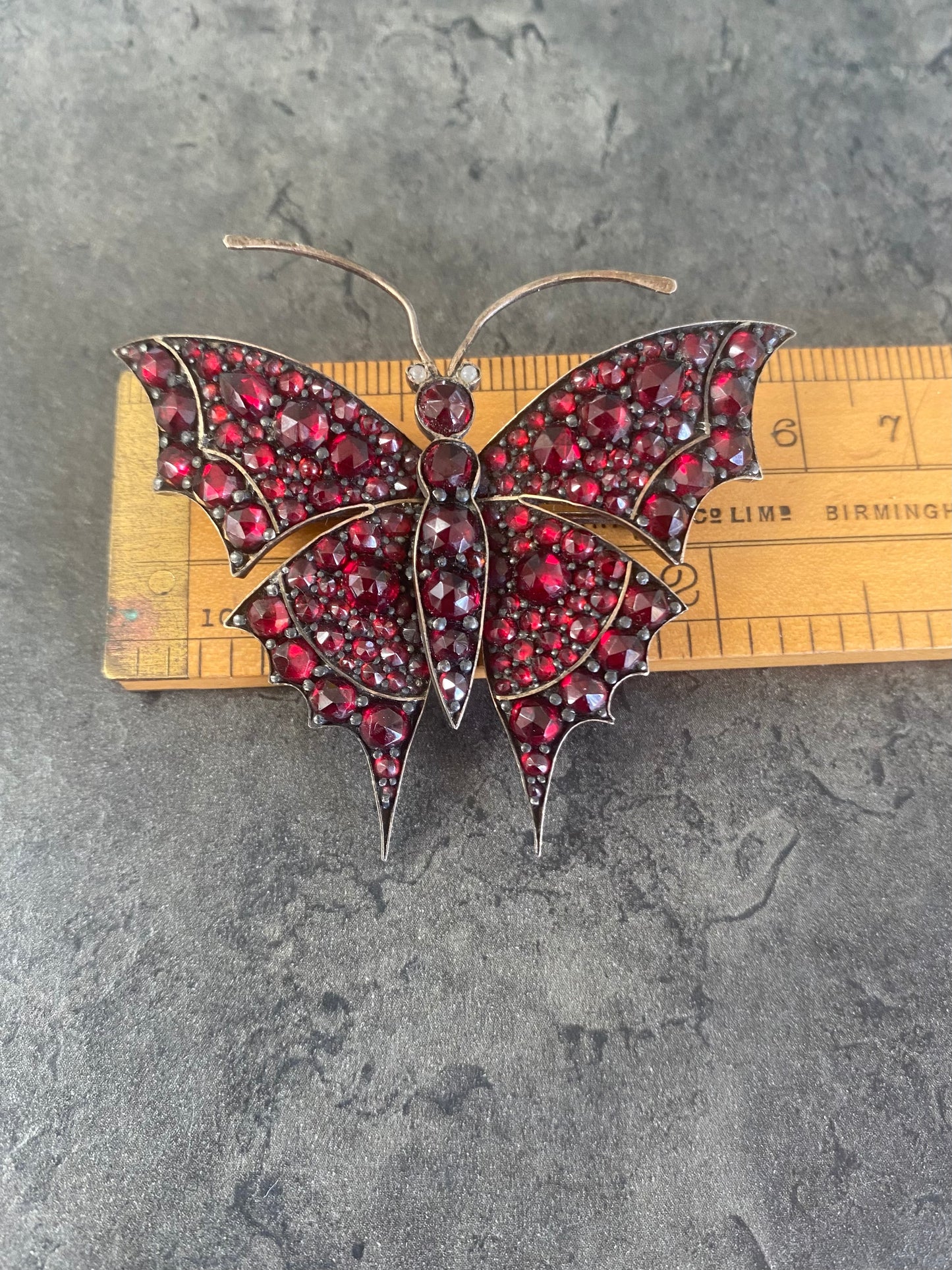 Victorian garnet butterfly brooch