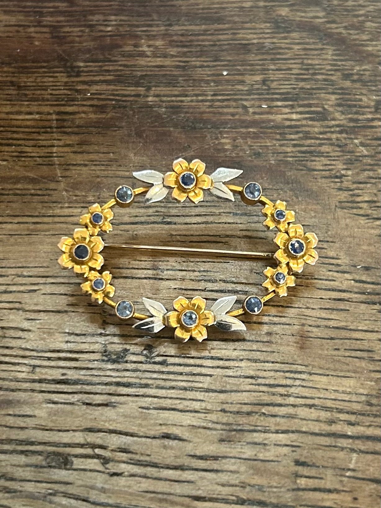 Antique sapphire floral brooch