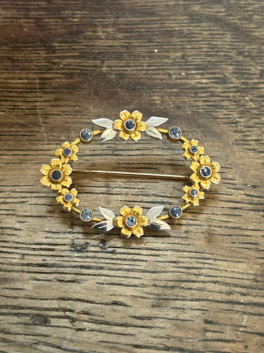 Antique sapphire floral brooch