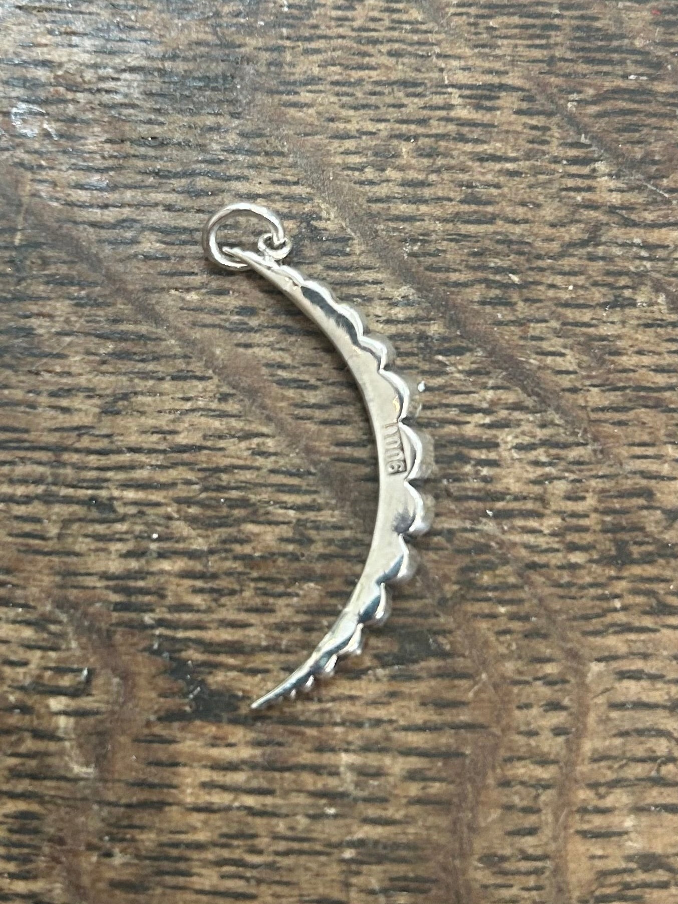 Antique paste and silver crescent pendant